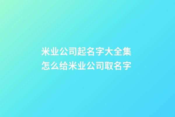 米业公司起名字大全集 怎么给米业公司取名字-第1张-公司起名-玄机派